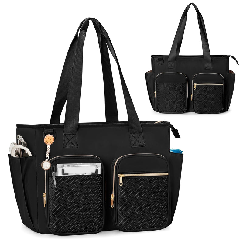 [Australia - AusPower] - Prokva Nurses Carry Bag, Hospital Bag, Empty, Large Nurse Work Bag, Suitable for 15.6 Inch Laptop, for Nursing Students, Medical Assistants, Home Care, Travel, Black 