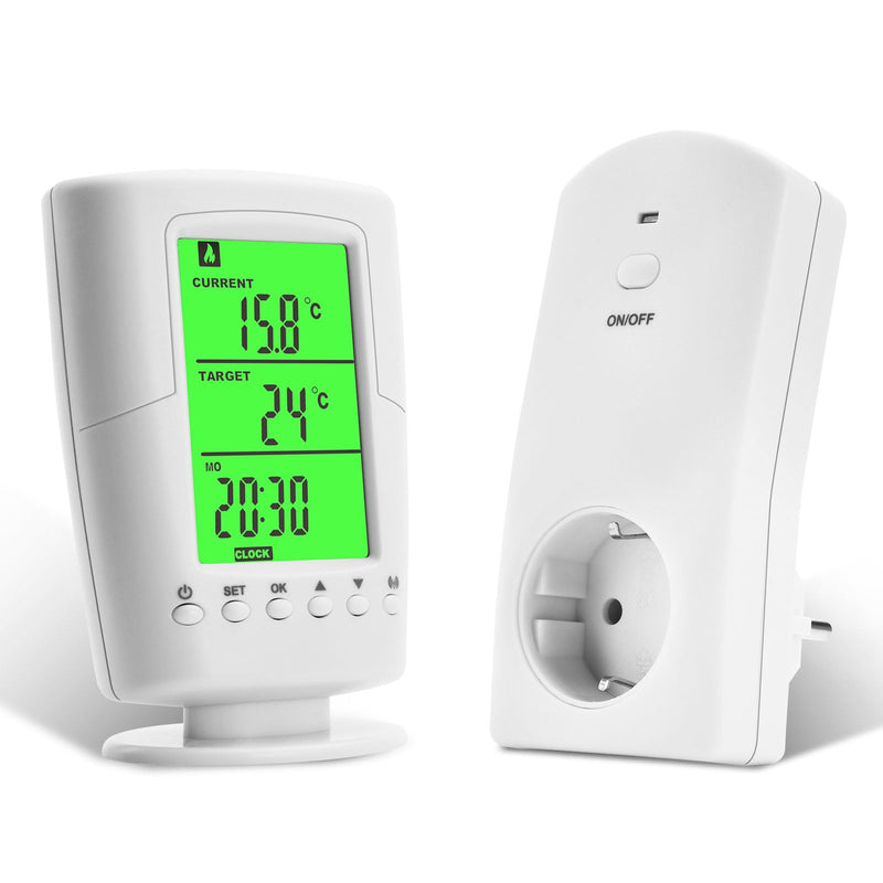 [Australia - AusPower] - diymore Wireless Thermostat Socket, Infrared Heating Thermostat with Heating and Cooling Mode, Socket Thermostat 230 V with Temperature Sensor, LCD Display with Backlight 