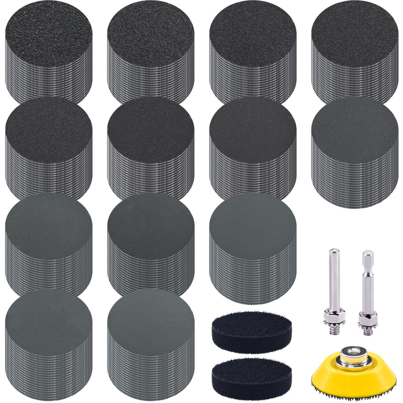[Australia - AusPower] - SIQUK Pack of 260 Velcro Sanding Discs 50 mm with 1/4 Inch Shank Wet Dry Sandpaper Round Sanding Pads Grit 60-5000 Sandpaper for Car Polishing Wood Metal 2 inch silicon carbide 
