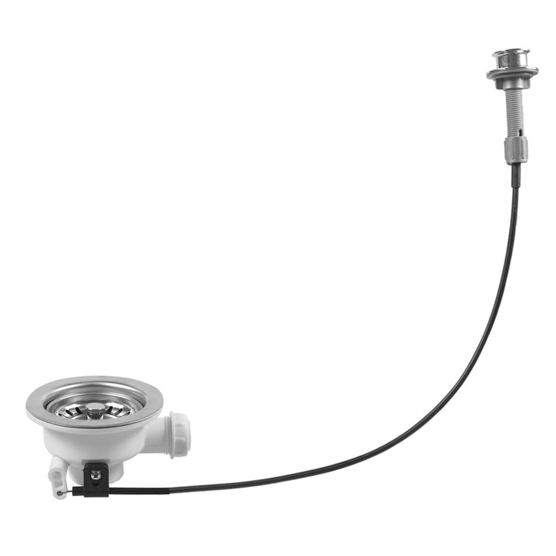 [Australia - AusPower] - Sarini Strainer Basket Eccentric Valve with Rope Rotary Drain Fitting Sink G1-1/2 Diameter 114 mm for Kitchen Sink and Dishwasher Drainage Solutions 