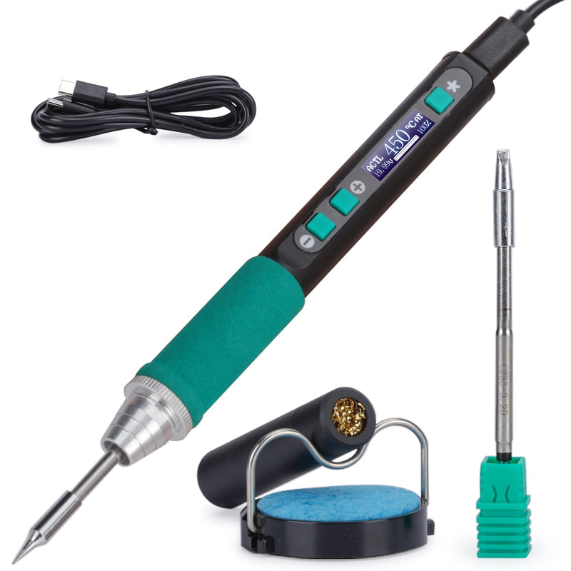 YIHUA 928D-IV Soldering Iron Set with Type-C Port, Quick Heating with C235 Cartridge, Temperature Adjustable from 90 ~ 450 °C, PD/QC/Adaptive Protocols, LCD Display and Multifunctional Cover 5-in-1 kit