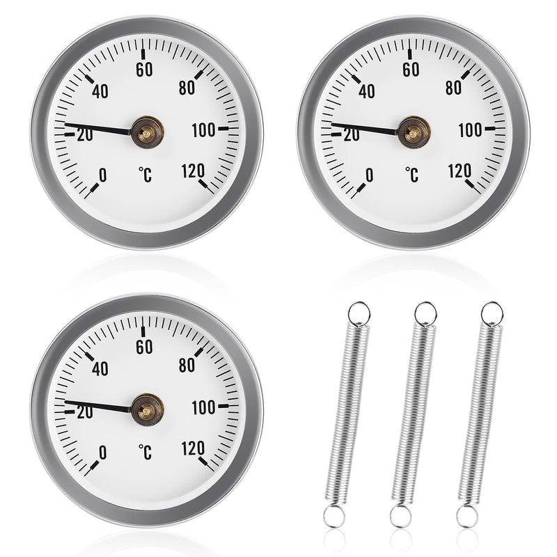 [Australia - AusPower] - Heating Pipe Thermometer, Pack of 3 Insertion Pointer Thermometer for Heating Systems and Boilers, 0-120°C 63 mm Pipe Thermometer, Industrial Pipe Thermometer 