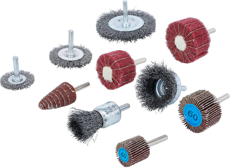 [Australia - AusPower] - BGS 74499 Brush and Grinding Flap Wheel Set 10 Pieces 