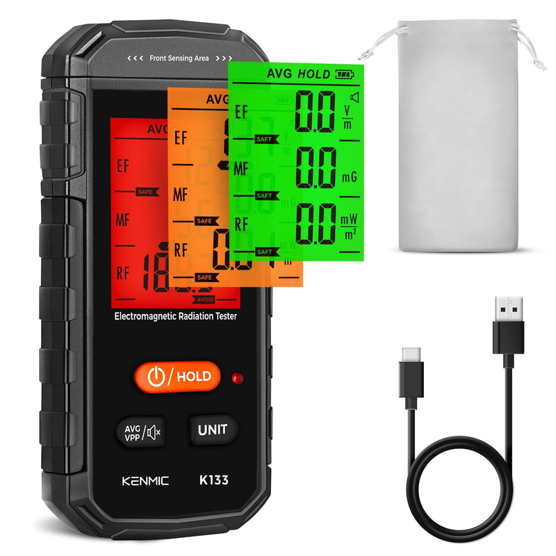 [Australia - AusPower] - KENMIC EMF Meter, 3-in-1 EMF Meter EF/MF/RF Portable Electromagnetic Field Radiation Detector for EF, RF, MF, WiFi Signal, Suitable for Home, Office, EMF Inspections and Ghost Hunting Green 