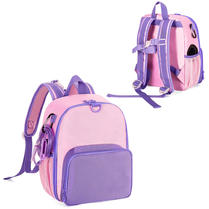 CURMIO Enteral Feeding Bag Backpack - Pink | Aluminum foil lined, clear window, adjustable chest strap, for feeding tube G tube, J tube, GJ tube, bag only