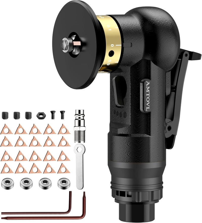 AMTOVL Luftfasenwerkzeug Mini Pneumatische Anfasmaschine 30000 U/min Pneumatisches Anfaswerkzeug 45 Grad Luftabschrägmaschine mit 1/4 Zoll Lufteinlass für Metall Holz (Schwarz) Schwarz