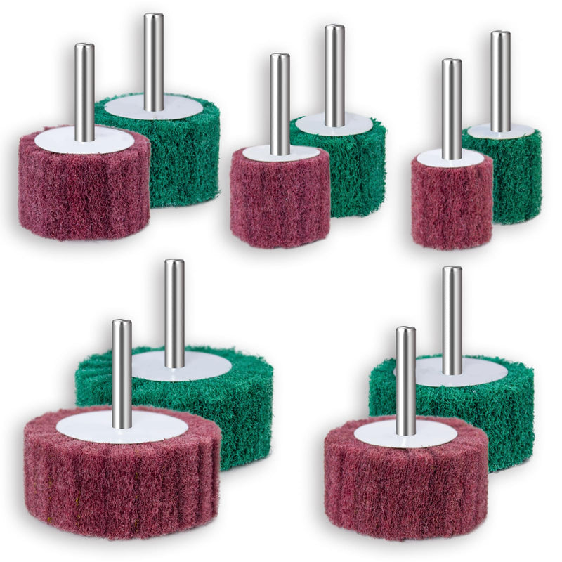 [Australia - AusPower] - FEIHU 10pcs Sanding Discs Assorted Sizes 60/50/40/30/25mm Sanding Mop Set Non-Woven Sanding Discs for Cleaning and Removing Paint Oxide Flap Sanders Shank Diameter 6mm 10 pieces 