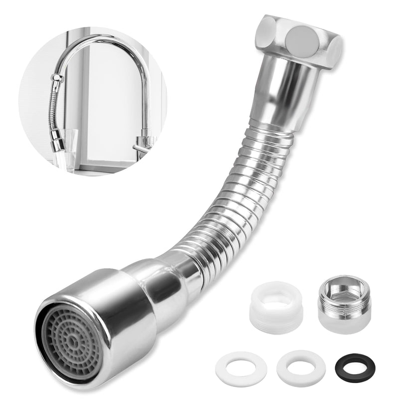 [Australia - AusPower] - VZXZXE Tap Extension 14 cm, 360° Swivel Function, Explosion-proof and Rustproof, Suitable for Bathroom and Kitchen Tap Extensions Silvery 14cm 
