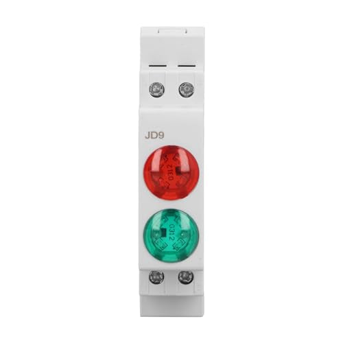 Fafeicy AC/DC 230V IP20 DIN Rail LED Signal Indicator Red and Green, Two-Colour Display with Two Lights for Distribution Box, 6mm² Connection Cable