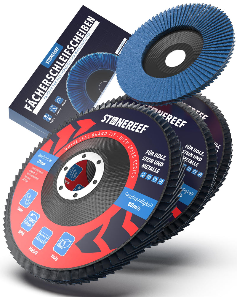 Serrated Discs 125 mm Set of 4 Roughing Discs Zirconia Corundum for Metal | 4 slat discs 125 x 2.0 x 22.23 mm for all standard angle grinders 125 mm, 4 pieces