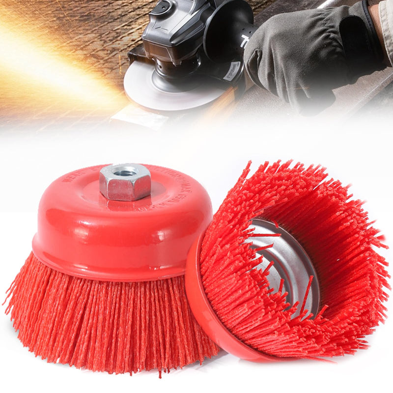 [Australia - AusPower] - Pack of 2 Nylon Cup Brush, Nylon Brush, 75 mm Wire Brush, Drill Brush, Angle Grinder, Cup Brushes, Internal Thread M14 for Removing Rust, Corrosion, Metal Polishing Cleaning 