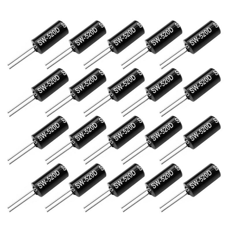 Electronic Vibration Sensor SW-520D Ball Switch Tilt Sensor Switch 11.5 x 5.2 mm for Small Household Appliances Sports Equipment Black Pack of 20