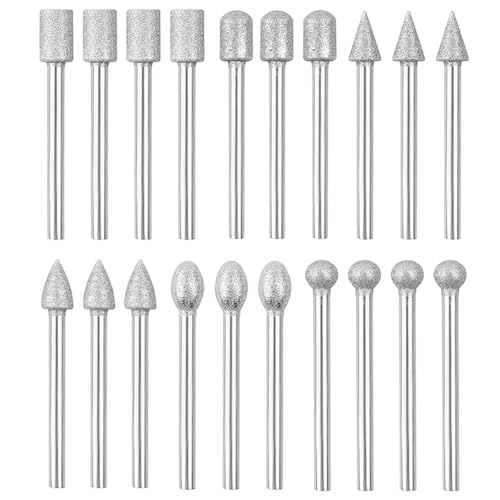 Raheem 20 Piece Diamond Cutter Set Accessories for Dremel Stone Polishing | Router Bits Grinding Points with 1/8 Inch Shank for Glass Ceramic Carving Grinding Engraving