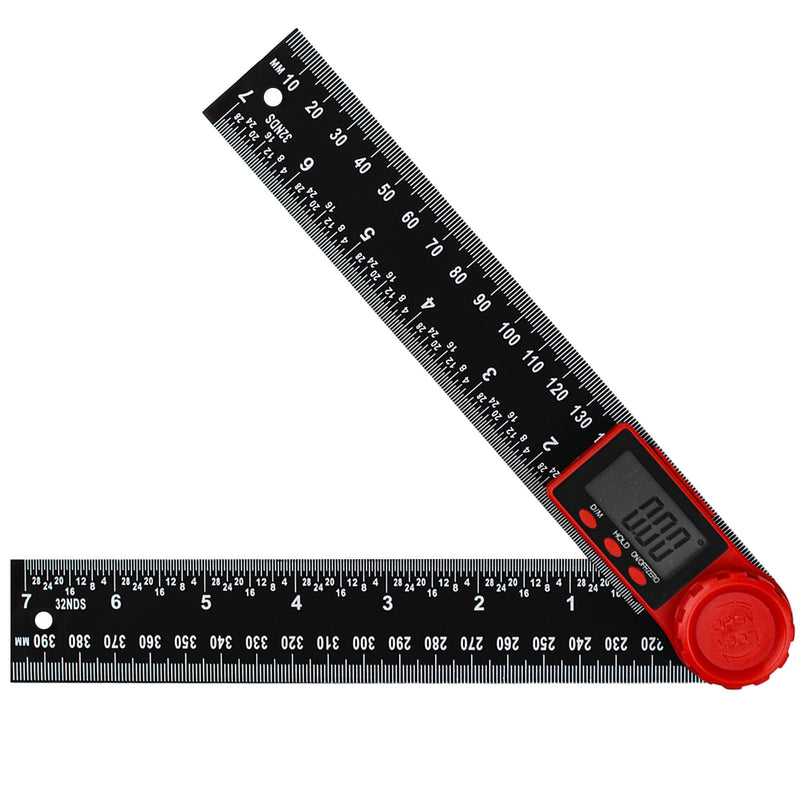 [Australia - AusPower] - 1 x Angle Gauge, 400 mm Digital Protractor, 360° Rotating Protractor Digital with Display Size and Screen Hold, for DIY, Woodworking, Construction, Measurement, Black 