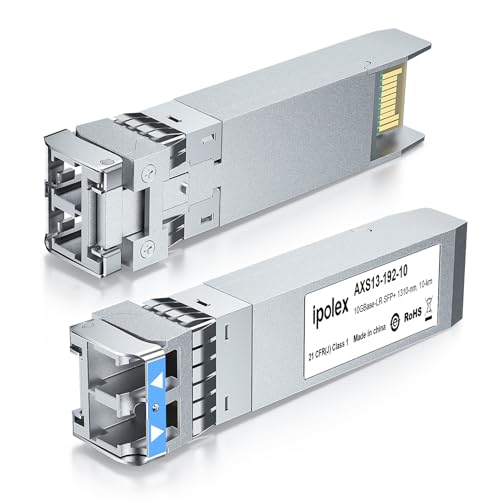 ipolex 10G SFP+ Transceiver, 10GBase-LR 1310nm 10km Singlemode LC Mini-Gbic Module Compatible with Intel E10GSFPSR. Pack of 2 10GBase-LR: 10km