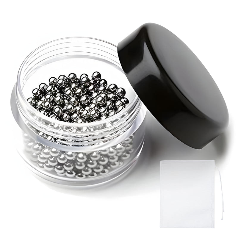 [Australia - AusPower] - Cleaning Beads – 1000 Balls Stainless Steel Cleaning Balls, Nut Milk Bag 8 x 10 cm, for Cleaning Carafes, Decanters, Vases or Bottles (Filter Bag + Cleaning Pearls) 