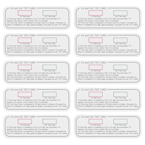 UV Test Cards 10 Pack UV Test UVC UVA Light Effects Tester Indicator Cards UV Detection Strips Paper Tester for UV Radiation Exposure