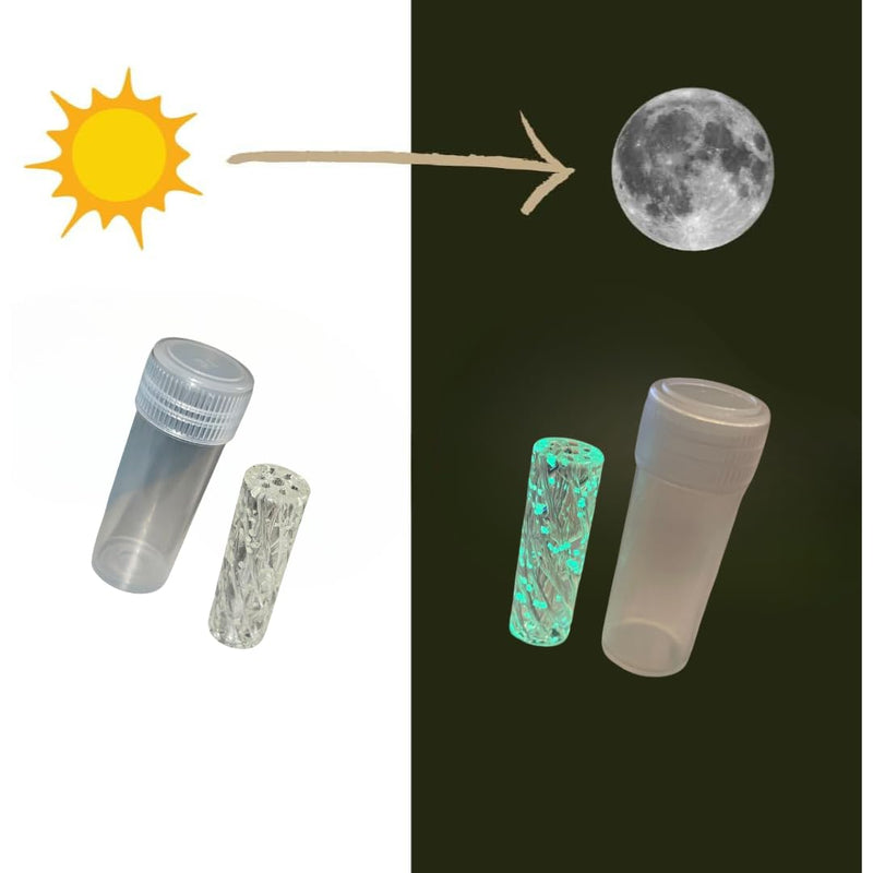 [Australia - AusPower] - Glass Twisted Glass Filter Tip - Clear Glass with Glow in the Dark Particles - Luminous - 7-Hole - 10mm x 30mm Design, Easy to Clean - Clear Glass 