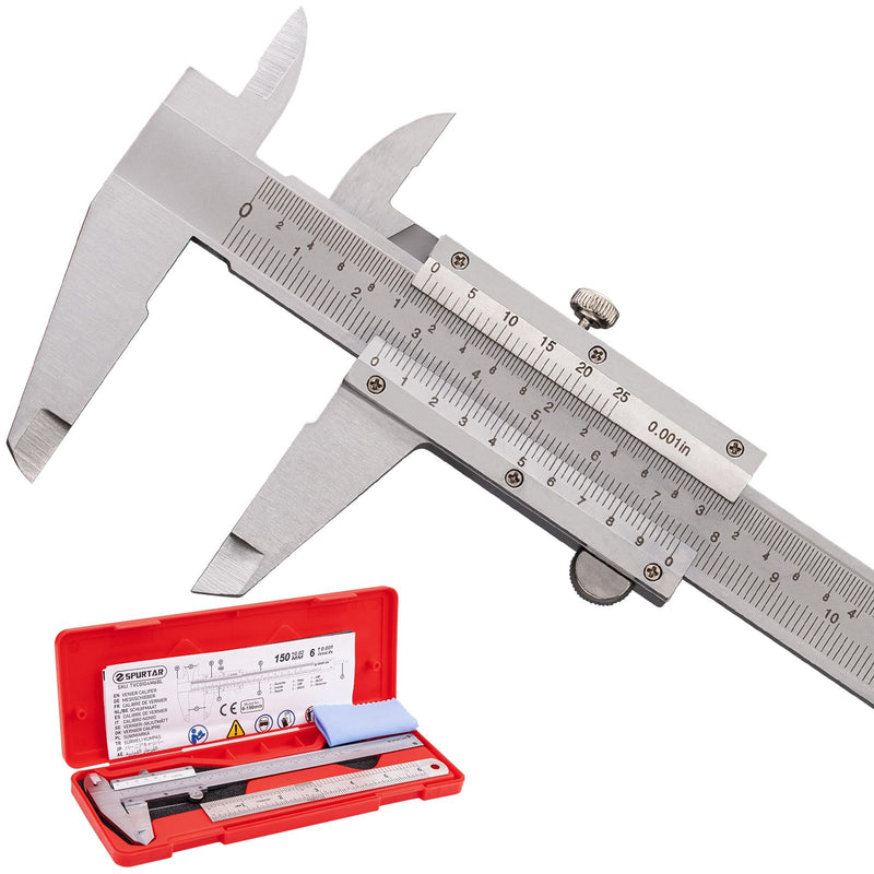 [Australia - AusPower] - Spurtar Vernier Calliper 150 mm / 6 Inch Calliper Analogue for Diameter Depth Step Measuring Accuracy: 0.02 mm / 0.001 Inch for Household DIY Jewellery Woodworking 