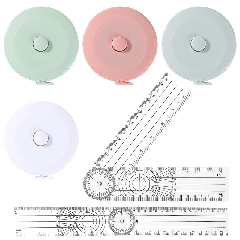 [Australia - AusPower] - Set of 2 Protractors School Goniometer Physiotherapy with 4 Tape Measure 360° Angle Transparent Joint Knife Tool Folding Ruler Degree Gauge for Measuring Length Chest Waist 