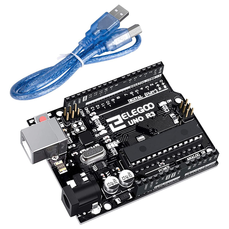 ELEGOO UNO R3 Microcontroller Board with USB Cable Compatible with Arduino | Development Board 16MHz, 32KB Flash, 14 Digital I/O, 6 PWM Outputs, RoHS, for Maker & DIY Projects