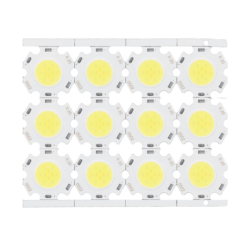 GAESHOW 12pcs LED Chips COB Light Emitter Component 5W 15-17V for DIY Spotlights Downlight Ceiling Light (White) White