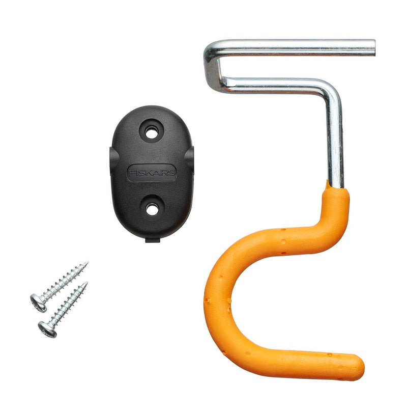 [Australia - AusPower] - Fiskars 3 Pack Solid S Shape Garden Tool Holder Wall Brackets for Long Handle Garden Tools Soft Cover Recycled Material Orange 1057584 