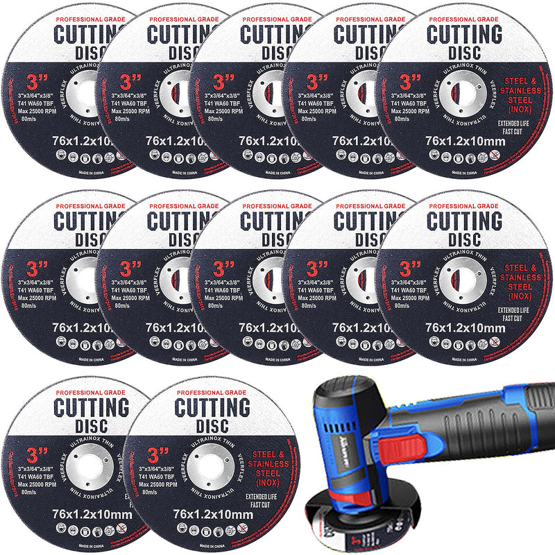 [Australia - AusPower] - Pack of 12 Cutting Discs 76 mm, Cutting Discs, Grinding Discs, Angle Grinder Discs for Metal, Cutting Disc for Separating Metal and Wood 