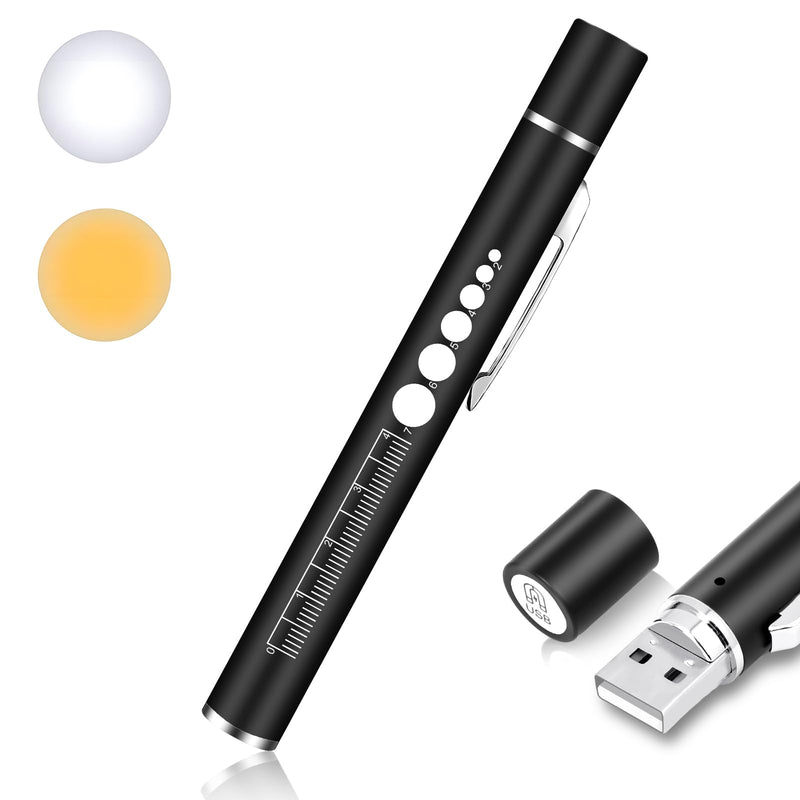 flintronic Pupil Light Medicine, Diagnostic Light Nurse Emergency Service Accessories, with Pupil Meter & Ruler, Rechargeable USB LED Pen Lamp for Nurses, Students, Doctors | 2 Modes Hidden USB Charging with Pupil Meter and Clip for Various Purposes, P...