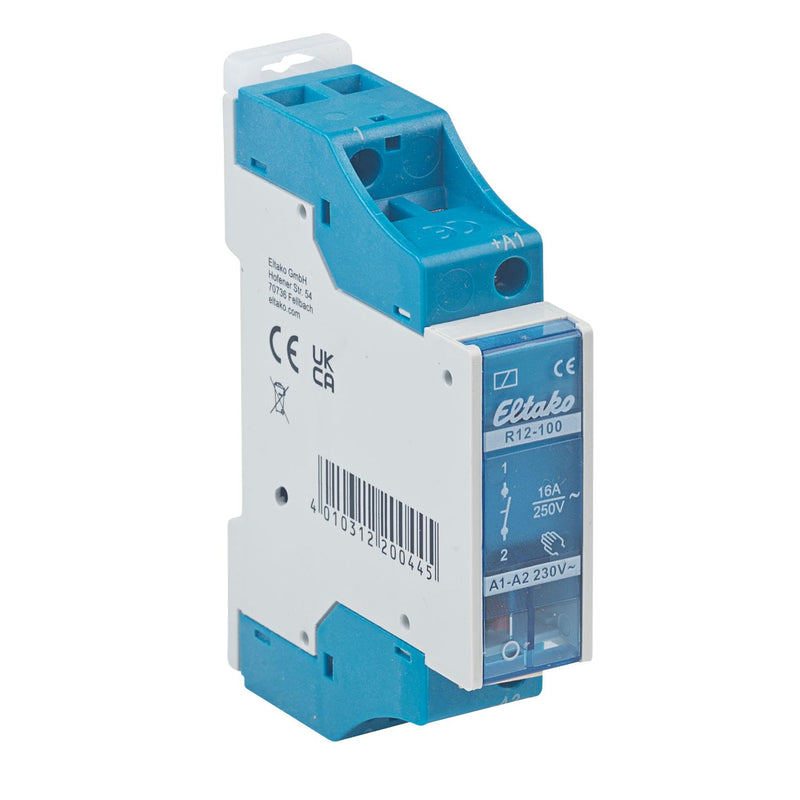 Eltako R12-100-230V Electric Switch Relay, Operation with 230 Volt Coil Voltage, Switching Capacity up to 250 Volts 16 Ampère, Item 22100030