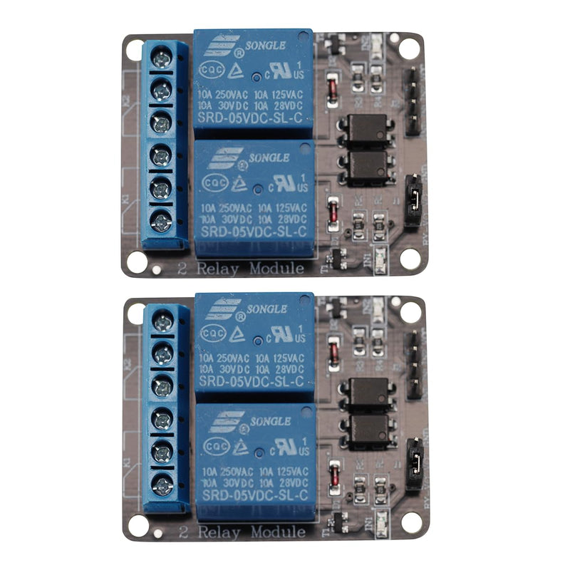 [Australia - AusPower] - Heevhas 2 Channel Relay Module with Optocoupler Low Level Trigger MCU Expansion Board 5V 10A for ARM PIC AVR (Pack of 2) 