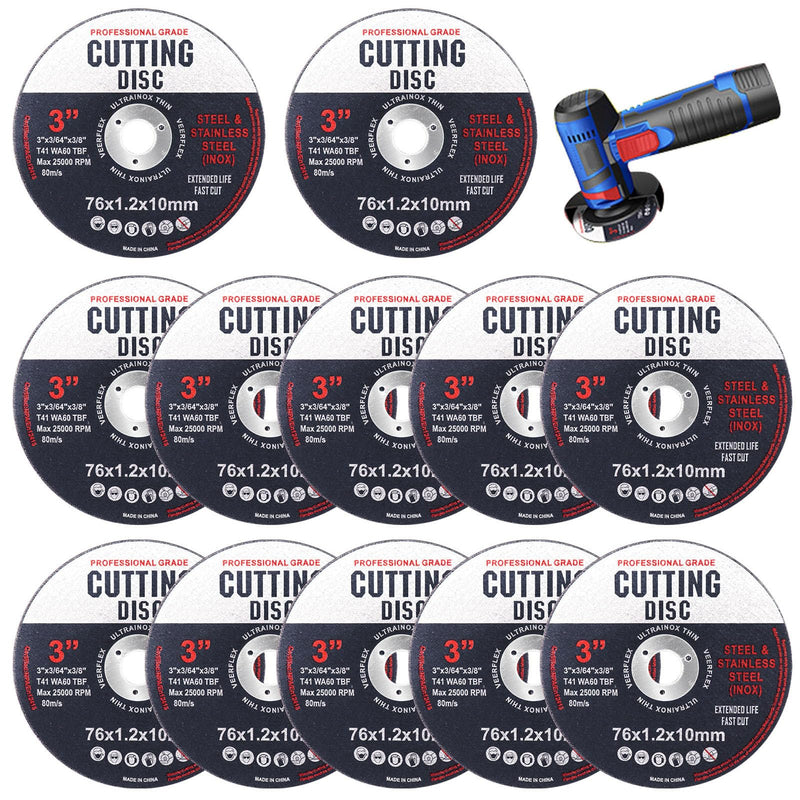 [Australia - AusPower] - Pack of 12 Cutting Discs, Cutting Disc 76 mm, Cutting Disc 76 mm Wood and Metal, Serrated Disc 76 mm, 76 mm Cutting Disc, 76 mm Sanding Disc, Black 