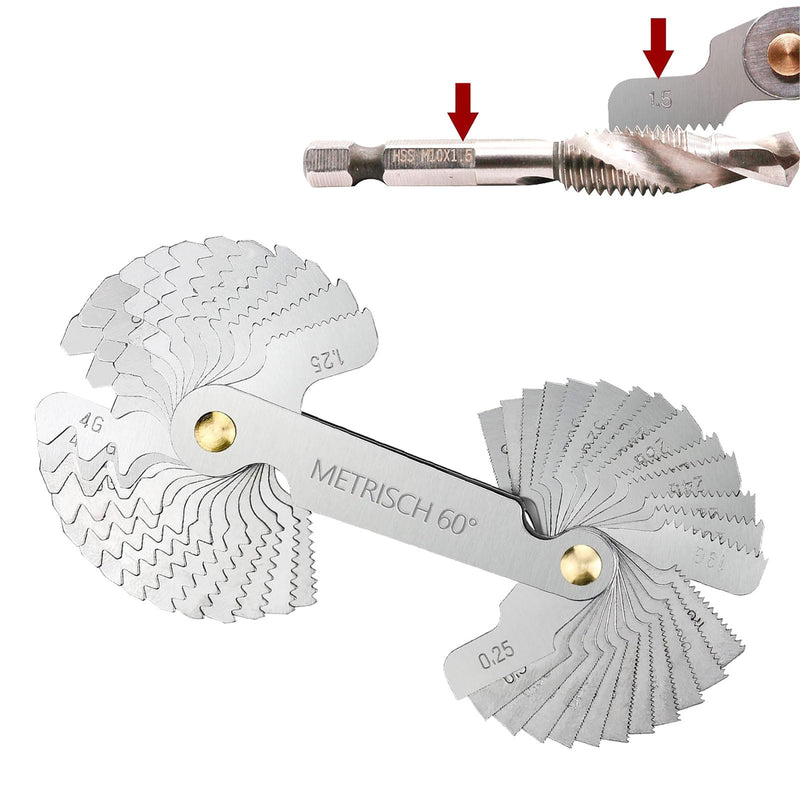 [Australia - AusPower] - 52 Sheets Stainless Steel Thread Gauge, Metric 60 Degrees, Thread Gauge, Metric / Inch Thread Gauge, Metric / Inch Spring Steel, 52 Sheets Metric/Whitworth Stainless Steel Thread Gauge 