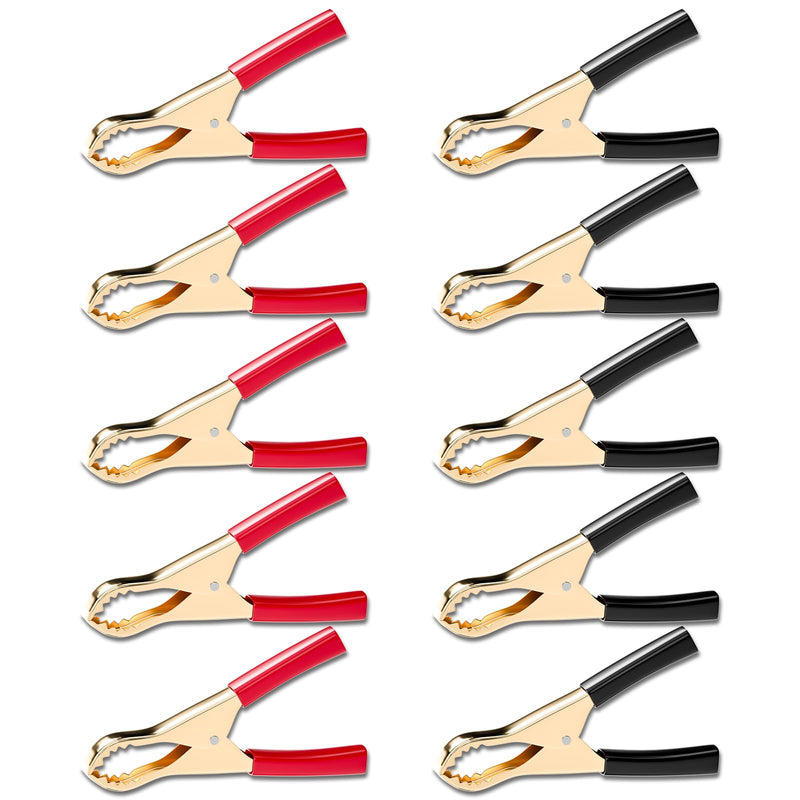 [Australia - AusPower] - Cleqee 10pcs Black & Red Insulated Alligator Clips for Charged Truck Car Battery Charging Electrical Test 
