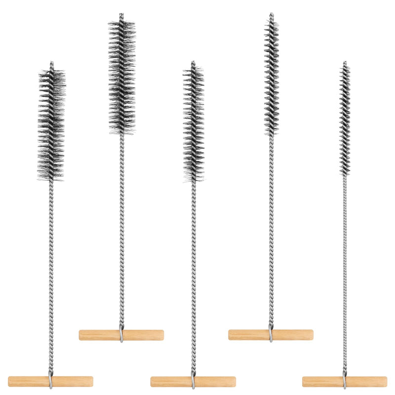 [Australia - AusPower] - 5 Piece Drill Hole Brush Set, 8 mm/12 mm/16 mm/20 mm/25 mm, T-Handle Tube Brush, Round Hole Brush, Cleaning Brush, Pipe Cleaner Brush for Impact Drills, Efficient Drill Hole Cleaning 