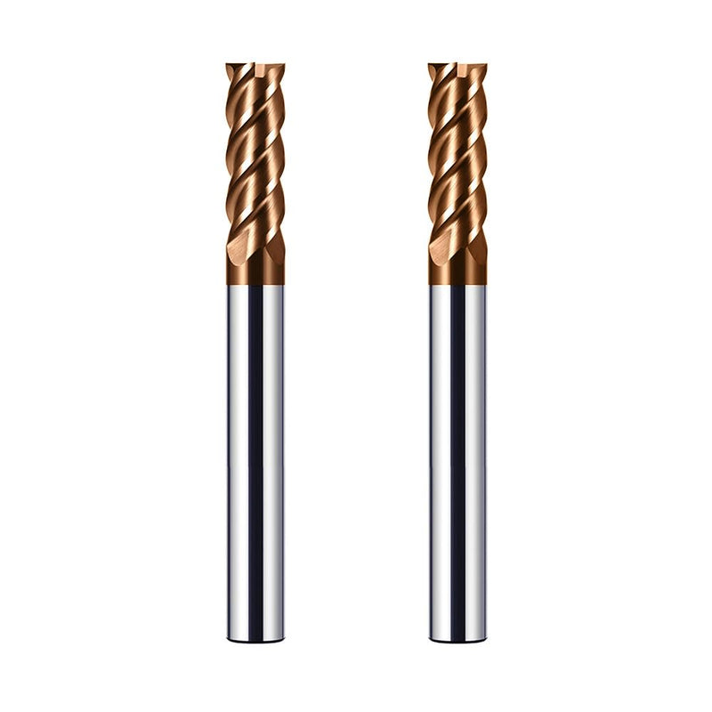 [Australia - AusPower] - CREEYA 2 x carbide end mill 6 mm, 4 teeth/4 cutting CNC cutters, HRC 55, TiSiN golden coating, solid carbide cutter CNC 8 mm for steel, metal, wood, acrylic, plastic (6 mm) 6mm-2 Stücke 