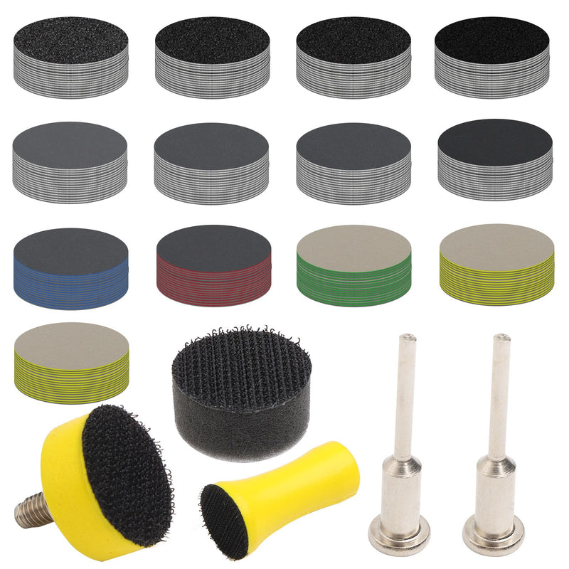 [Australia - AusPower] - UYUYong 200 Pieces Fine Sanding Discs Round Sanding Discs Sanding Pads Replacement Sandpaper Discs Grit 60 80 100 150 240 400 600 800 1200 2000 3000 5000 10000 Sanding Discs Pad Kit for Polishing 