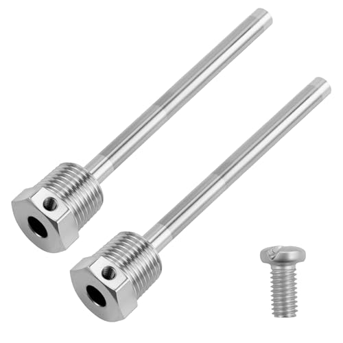 Set of 2 Immersion Sleeves, 8 x 100 mm Stainless Steel Immersion Sleeve, Locking Screw Immersion, G 1/2 Inch Thread for Immersion Protection Pipes, Thermocouples, Protective Tube Temperature Sensor