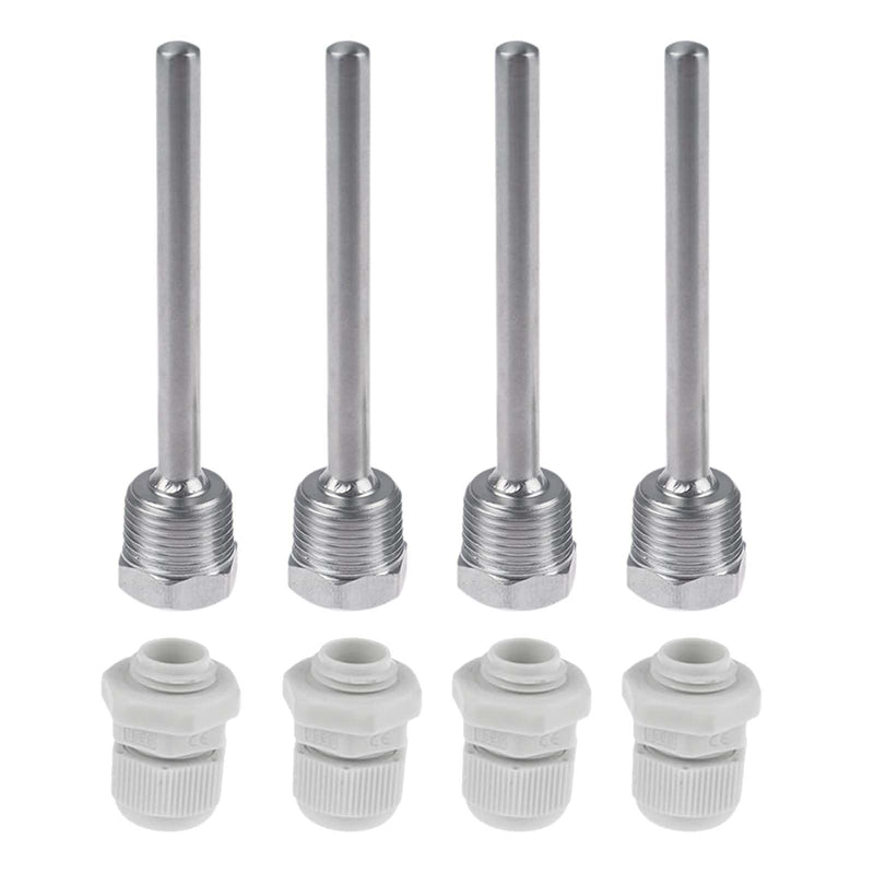 [Australia - AusPower] - LNGJIN 4 x 1/2 inch immersion sleeves, 8 x 100 mm stainless steel diving sleeve, G1/2 inch thread for temperature sensor, immersion sleeves, stainless steel diving sleeves, protective tube for 