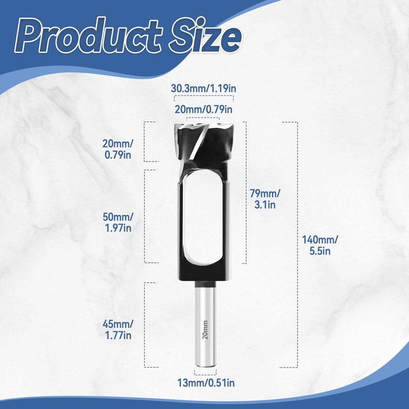 [Australia - AusPower] - Deep Tenon Drill for Carpentry Work, 8 mm, 10 mm, 12 mm, 15 mm, 20 mm, 25 mm, 30 mm, 35 mm, 40 mm, Wood Dowel Hole Cutter, Tenon Cutter, Cork Drill, Deep Dowel Cutter (20 mm) 