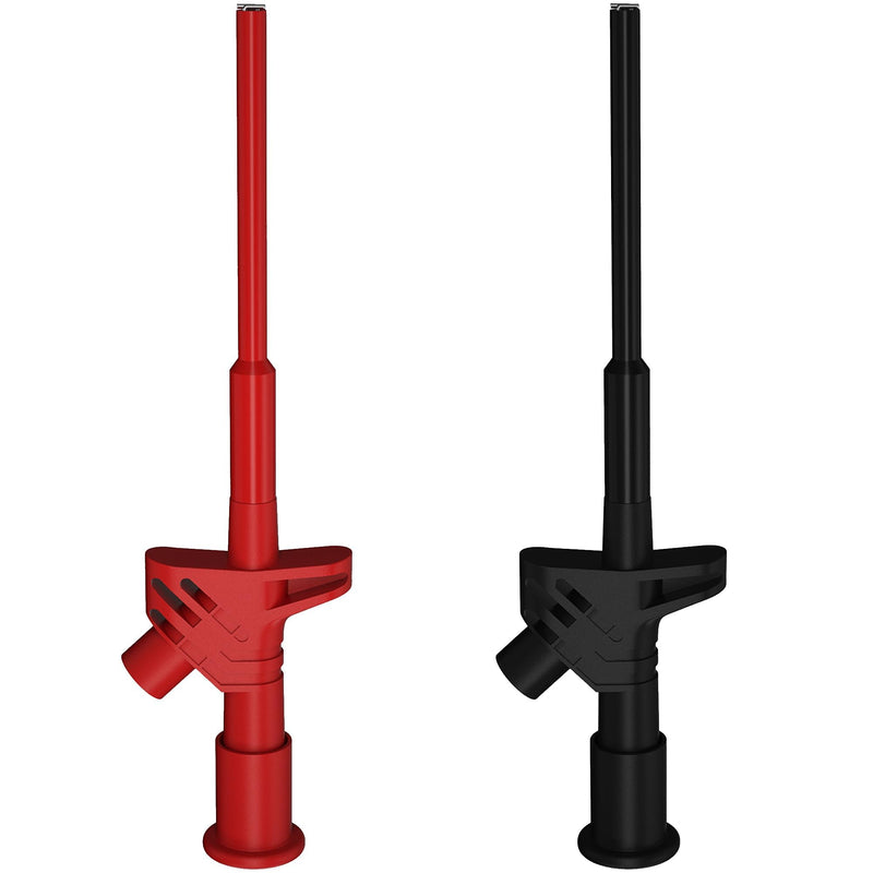 Set of 2 Measuring Clamps, Test Probes for Multimeter, Cable Test Probe, CAT III 1000V 10A Insulated Quick Test Hook Clip, Grab Clamp, Crocodile Clips with 4 mm Banana Socket