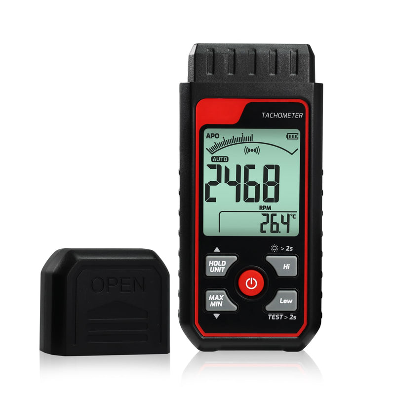 [Australia - AusPower] - Digital Speedometer, Laser Sensor, Touchless Tachometer, Range from 2.5 to 99999 RPM, High Accuracy, with Alarm Function, Backlight, Analog Bar Scale 