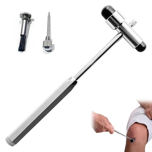 Reflex Hammer Medicine with Built-in Brush, Neuro Reflex Hammer with Double Plastic Head, Neurological Reflex Hammer Heavy, Multifunctional Reflex Diagnostic Hammer for Neurological Tests | Neurological reflex hammer with brush & double head. Heavy, pr...