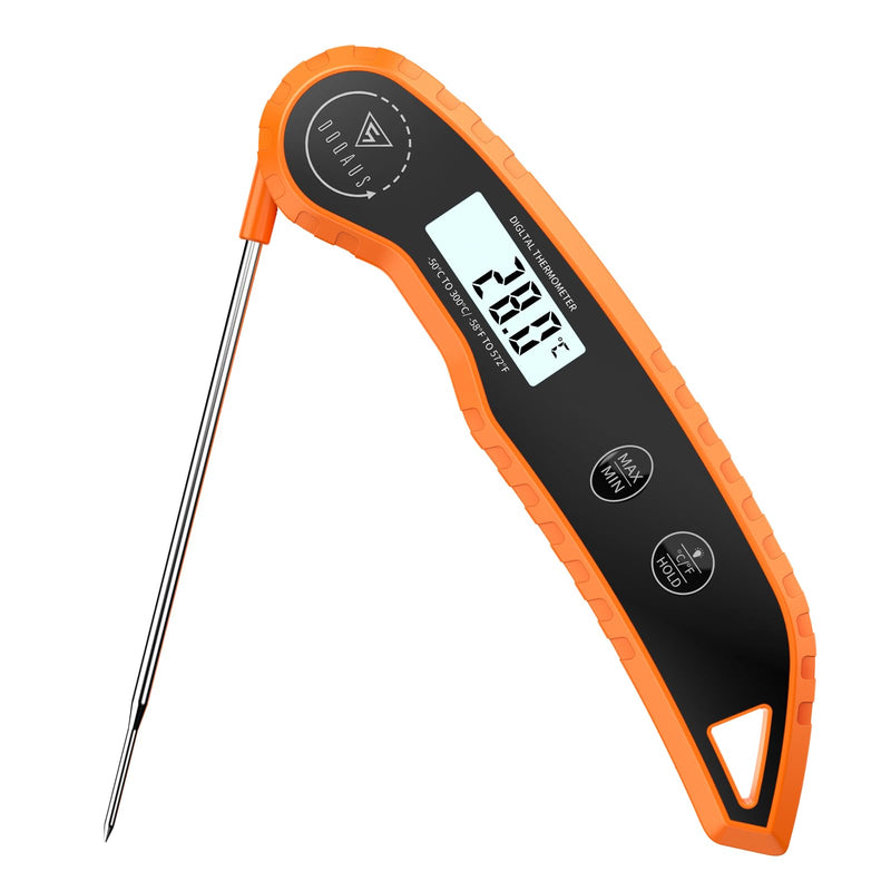 [Australia - AusPower] - DOQAUS Meat Thermometer, Cooking Thermometer with 3s Reading, Accuracy ±0.5°C, Digital Thermometer, Roasting Thermometer with LCD Backlight, Laboratory Thermometer for Kitchen, BBQ, Orange 