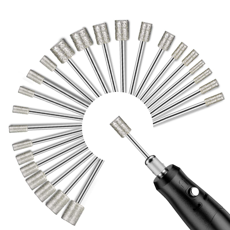 [Australia - AusPower] - 24-Piece Diamond Cutter Set, Compatible with Dremel Diamond Burr Grinding Pins with 3 mm Shank Fit for Stone Glass Ceramic Carving, Polishing, Grinding, Engraving 