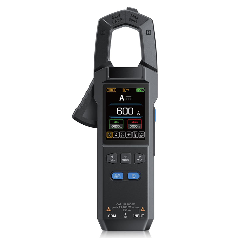 [Australia - AusPower] - DewinLVD Clamp Meter, AC DC Clamp Multimeter, Digital Current Meter with LED Lighting, Current Meter, 10000 Counts, Clamp Meter, Measures Resistance, Capacity, Voltage, Current, Temperature, Frequency 