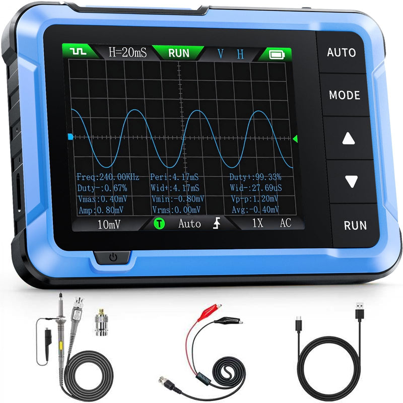 FNIRSI DSO-510 2-in-1 10MHz Handheld Oscilloscope DDS Signal Generator | 48MS/s, 2.8 inch TFT display, digital oscilloscope, one-button auto setup, auto/normal/single trigger modes for electronics