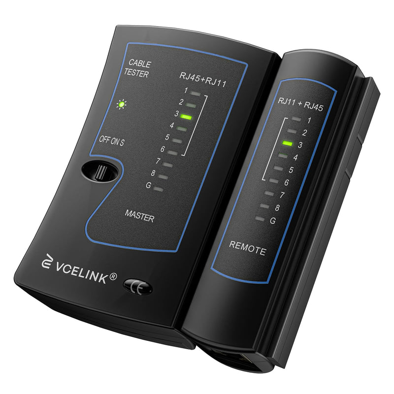 [Australia - AusPower] - VCELINK Kabeltester, Netzwerktester Kabeltester für RJ45 RJ11 Kabel-Patchkabel-Leitungstester, LAN Tester, Telefon Kabelteser, Schwarz 