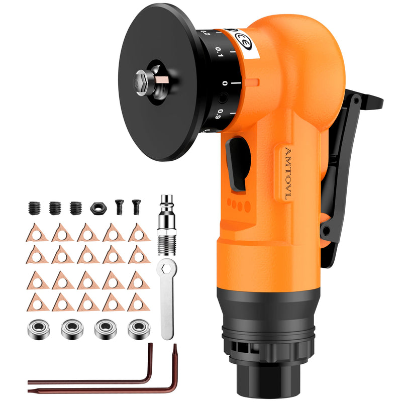 [Australia - AusPower] - AMTOVL Pneumatic Chamfering Machine 30000 RPM Pneumatic Chamfering Tool 45 Degree Air Chamfer Machine with 1/4 Inch Air Inlet for Metal Wood Acrylic Deburring Trimming (Orange) Orange 
