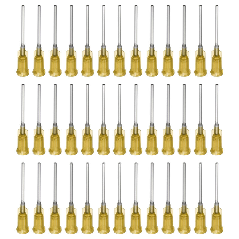 QUARKZMAN Industrial Blunt Tips Cannulas 17G 1 Inch Length with Luer Lock Screw Connection, Dosing Cannula for Liquid Glue Gun, Pack of 40 (Yellow) yellow
